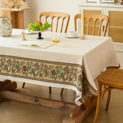 French pastoral milk white butterfly love flowers jacquard tablecloth