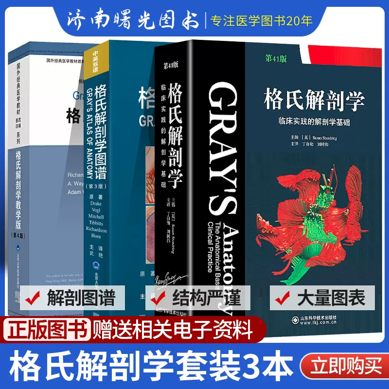 3本套格氏解剖学图谱第3版中英双语/格氏解剖学GRAYS临床实践的解剖学