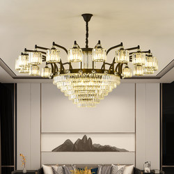 Designer Large Chandelier for Dining Table, Modern Light Luxury Black Living Room Crystal Chandelier, Main Light for Hall, 2026 New Model Lamp