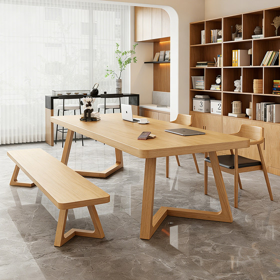 
Nordic solid wood living room large long desk modern simple study table reading writing table home office desk workbench