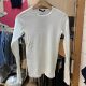 BM hollow net Eye long -sleeved T -shirt women's official website spring and autumn new white lace round necklasses slimming thin top
