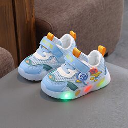 Spring and Summer Single-Net Sports Light-Up Shoes for Boys and Girls, 0-1-2 Years Old, 3-Year-Old Baby Shoes, Toddler Non-Slip Walking Shoes