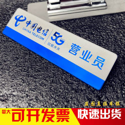 Stainless Steel Metal Name Badge for China Telecom Company 5g Sales Staff and Store Manager, Pin Badge for Mobile Phone Sales Employee Id