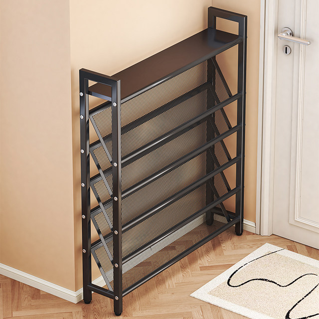 Shoe rack multi-layer home door small narrow good-looking ultra-thin shoe rack storage rack 15cm diagonally placed small simple shoe cabinet