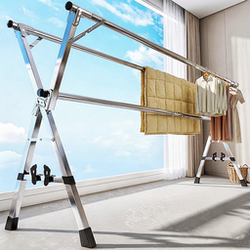 Foldable Clothes Drying Rack for Home Use, Indoor Balcony Floor-Standing Stainless Steel Clothes Hanger, Outdoor Retractable Quilt Drying Rack