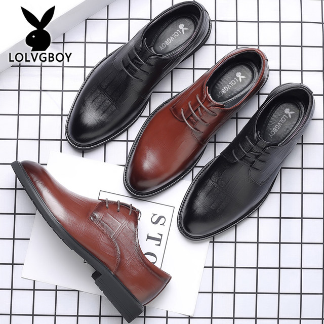 Men's Leather Shoes Men's Business Formal Leather Lace Up Men's Casual ...