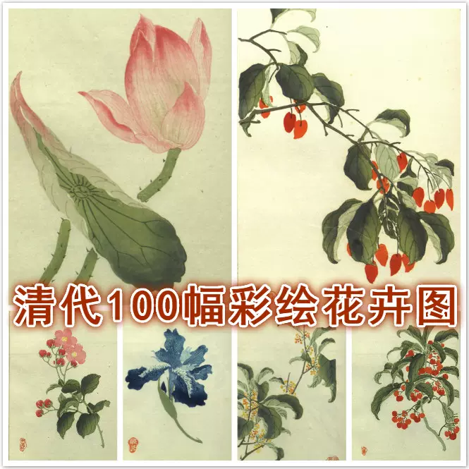 花卉图1 四景花卉图册– 书格