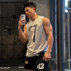 Loose American-Style Mesh Sports Quick-Drying Vest for Men, Sleeveless Fitness Tank Top, Muscle-Building Gym Wear, Running and Basketball Jersey