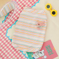 Pink and Yellow Striped T-Shirt for Pets, Cool Summer Short-Sleeved Clothing for Kittens and Puppies, Suitable for Both Cats and Dogs