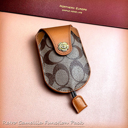 Camellia Men's And Women's Multi-functional Key Bag Fashion Leather Car Key Bag Remote Control Storage Bag Key Hanging Buckle