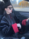 Spot New Year's greetings new Chinese style stand collar red two-sided cotton jacket for women loose cotton jacket
