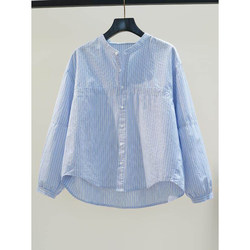 Brand Discount Women's Striped Cotton Shirt, New Style, Fresh and Artistic, Loose Casual Shirt Top