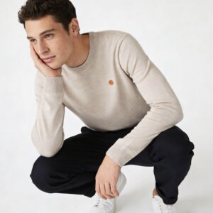 
K5456 foreign trade European and American single fashion men's sweater new round neck pullover solid color loose and versatile sweater