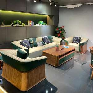 
New Chinese solid wood sofa combination set 2026 new high-end black walnut office sofa to receive guests