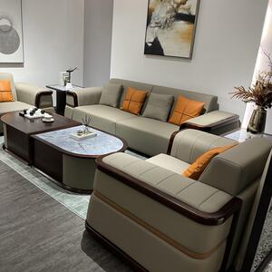 
New Chinese sofa office reception sofa North American black walnut light luxury high-end solid wood sofa