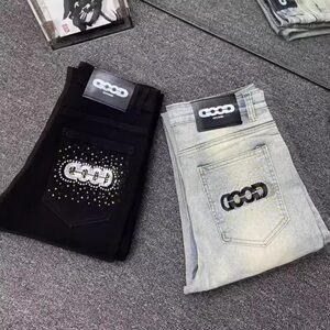 American high street trendy brand GOOD hot diamond jeans for men and women, slim fit trousers with small feet, trendy embroidered jeans