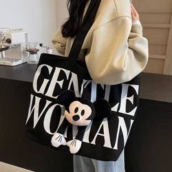 Canvas Bag for Women 2025 New Cartoon Large-Capacity Tote Bag for College Students Attending Classes and Commuting Shoulder Bag for Women