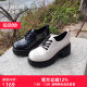 Gomeki white lace-up loafers 2025 spring new women's shoes heightened thick-soled small leather shoes French versatile single shoes