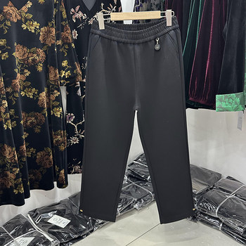 Middle-aged mother autumn clothes new elastic waist straight pants for women 2024 casual straight feet sports pants coffee color