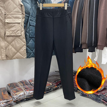 Middle-aged and elderly women's winter velvet casual pants for mothers
