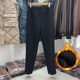 Middle-aged and elderly women's winter velvet old lady casual pants for 50-year-old mothers with elastic waist straight black large size 60-year-old grandma