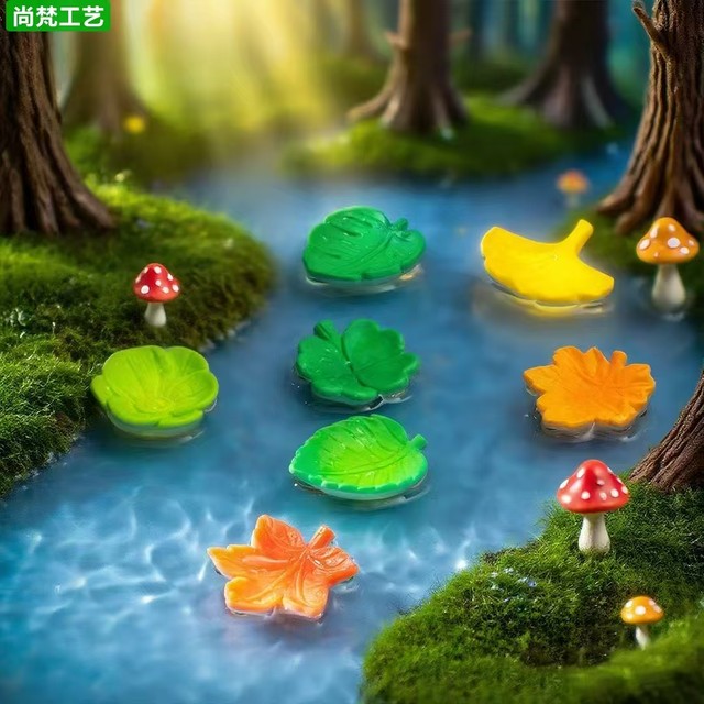Creative floating ginkgo sycamore leaves fish tank gardening diy decoration accessories micro landscape ornaments