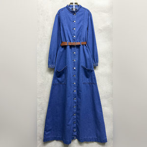 
Foreign trade original order 170-175 tall new women's stand-up collar long-sleeved versatile single-breasted denim windbreaker jacket