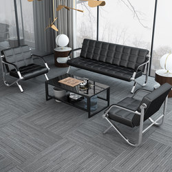 Office Sofa and Coffee Table Combination Set for Business Reception Area, Small Three-Seater Executive Office Sofa