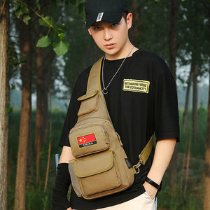 Chest bag men's shoulder glyphbolic bag mobile phone bag sports backpack large -capacity casual camouflage multi -function riding bag