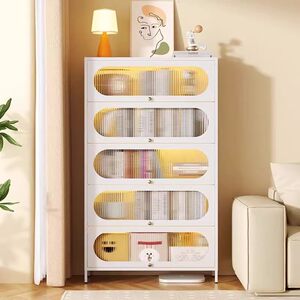 
Steel bookcase large capacity display cabinet multi-layer storage cabinet dust-proof living room bedroom children's toy storage cabinet