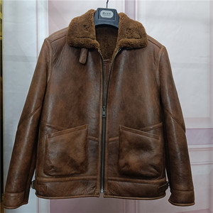 
Sheepskin leather jacket men's casual jacket original ecological fur one-piece leather jacket warm and thickened winter