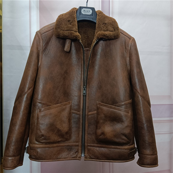 
Sheepskin leather jacket men's casual jacket original ecological fur one-piece leather jacket warm and thickened winter