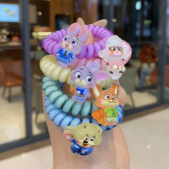 
Phone cord hair tie for girls, hair rope, Zootopia Judy Rabbit colorful rubber band, cute summer hair accessories