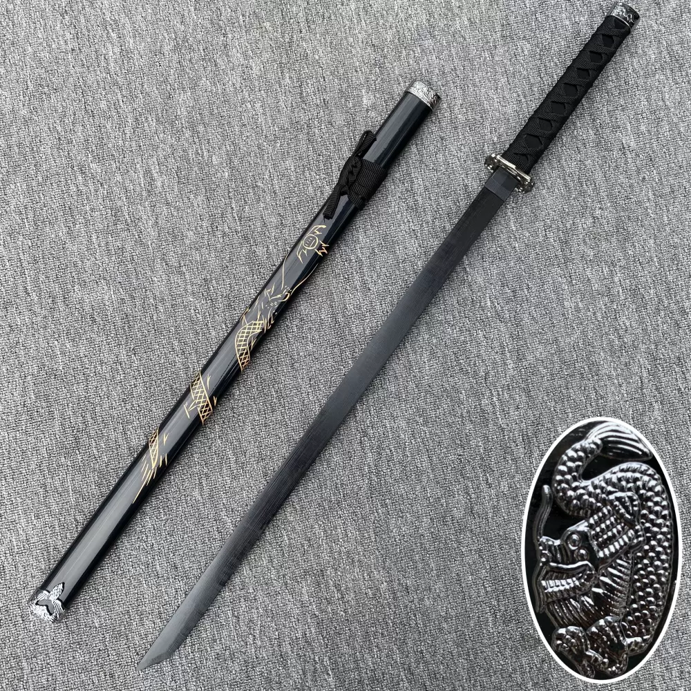 居合木刀带鞘武士刃唐横刀武式刀拔刀剑道具太刀儿童玩具竹刀木剑
