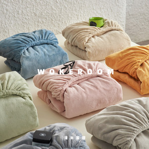 
Light rice single product Class A solid color milk velvet single piece bed sheet anti-static bed cover winter Simmons mattress protector