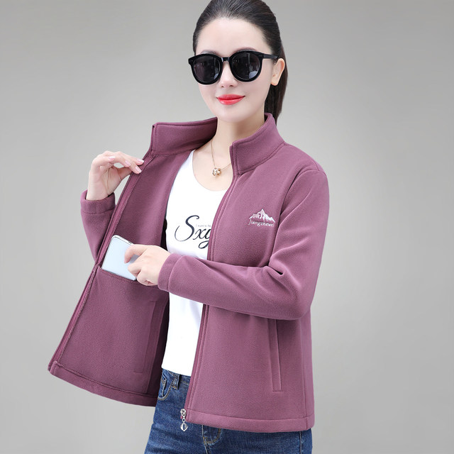 Ollie velvet jacket women's zipper sweatshirt 2025 autumn and winter new mother's double-sided velvet cardigan casual warm top