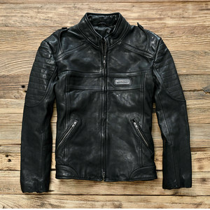 
2025 new men's standing lead layer cowhide casual slim fit slim autumn and winter windproof heavy water washing motorcycle leather jacket