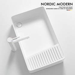 Veyaishi Modern Minimalist Washboard Countertop Rectangular Ceramic Washbasin White Versatile Household Washbasin