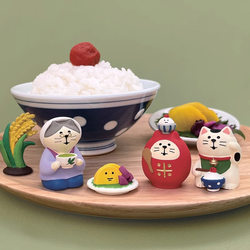 Cat-Themed Miscellaneous Goods, Autumn New Rice Festival Harvest Holiday-Style Cute Rice Balls, Cat Car Decoration Ornaments, Figurines, Gifts