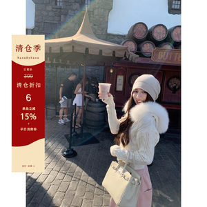 【清仓6折粉丝福利】狐狸毛毛领连帽毛衣女秋冬修身针织开衫