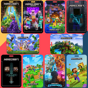 My world Minecraft game peripheral card set bus card work permit Campus food card factory chest bank
