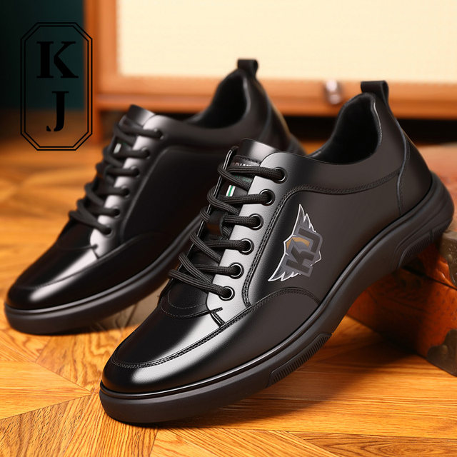 Sports leather shoes, men's shoes, summer new first-layer cowhide ...