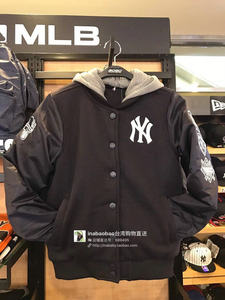 
China Taiwan counter direct mail MLB Yankees men's and women's baseball uniforms couple's quilted hooded cotton coat short jacket