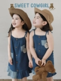 Летний милый джинсовый комплект, платье-комбинация, в западном стиле
