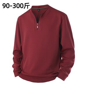 
Extra large half-zip men's long-sleeved T-shirt in autumn and winter for fat people plus size loose sweatshirt t-shirt