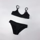 Amber single children's split swimsuit girls pure black pit strip triangle bikini hot spring beach kids
