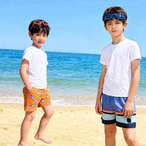
Amber outer singles children's water park beach pants fashion printed casual loose swimming trunks can be entered into the water drawstring style