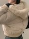 Korean chic autumn and winter hooded bread suit wool collar short fashionable thickened warm velvet cotton jacket for women