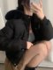 Korean chic autumn and winter hooded bread suit wool collar short fashionable thickened warm velvet cotton jacket for women