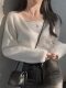Korean chic autumn and winter basic slim and versatile one-length off-shoulder solid color pullover sweater short knit sweater for women